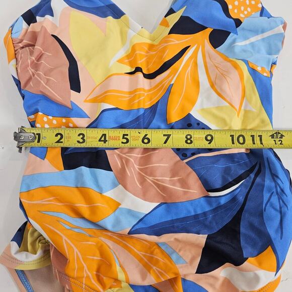 Kona Sol One Piece Swim Orange Tropical Side Cinch Medium - Picture 7 of 7